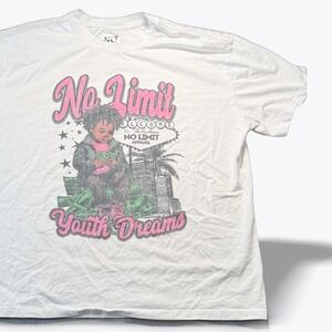 No Limit Apparel Youth Dreams Graphic T-Shirt White Pink Green 2XL Hip Hop Urban
